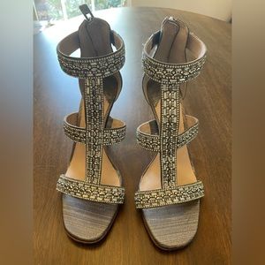 ANTONIO MELANI Silver Rhinestone Heels Size 7.5